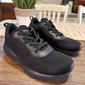 Skechers BOBS Squad Athletic Memory Foam Black Knit Slip On‎ Sneakers Womens 7